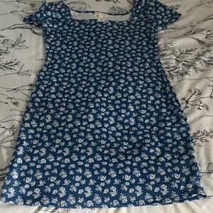 Blue and White Floral ribbed dress